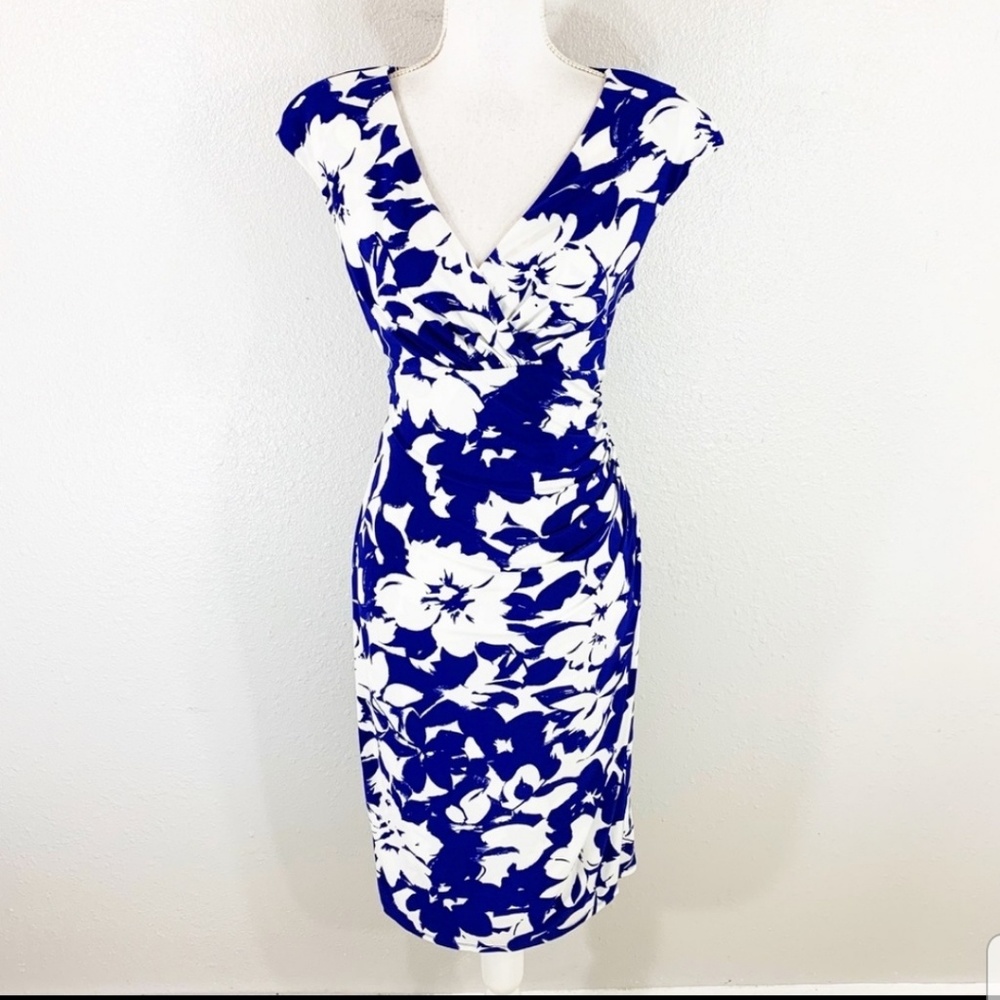 Ralph Lauren Navy & White Bold Floral Print Dress